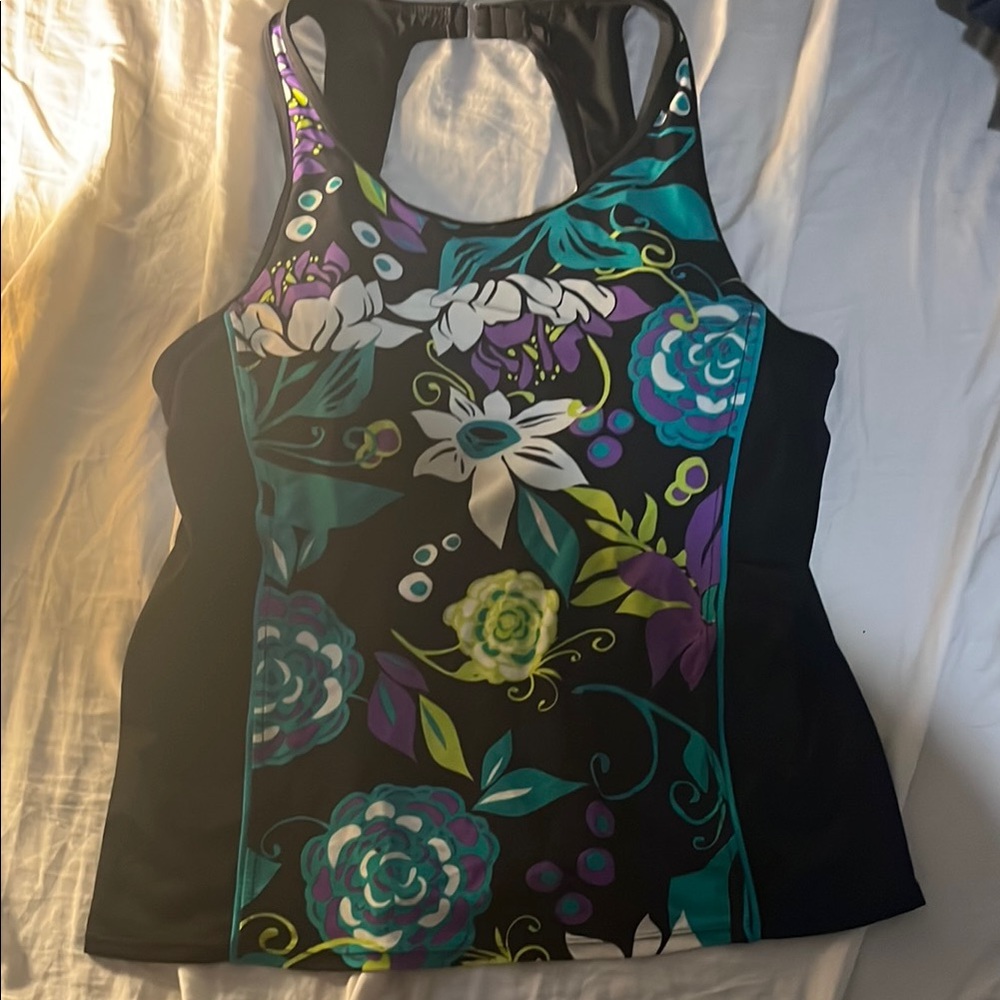 Tropical Escape Black and Blue Fitted Graphic Bikini